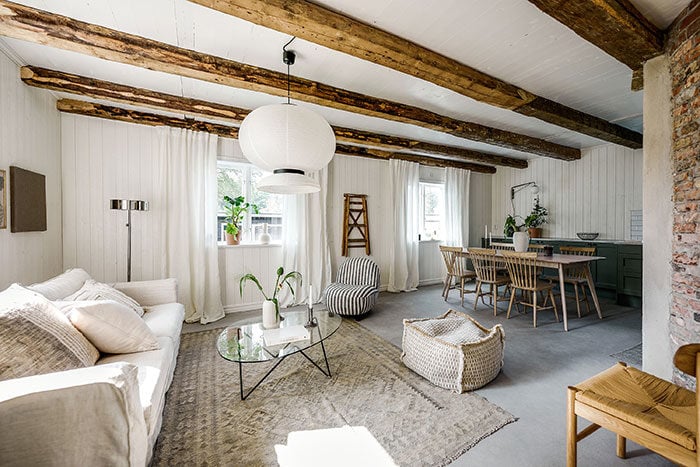 Vardagsrum och kök i fritidshus